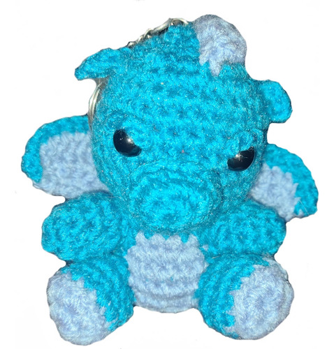 Llavero De Amigurumi Artesanal - Dragon Azul