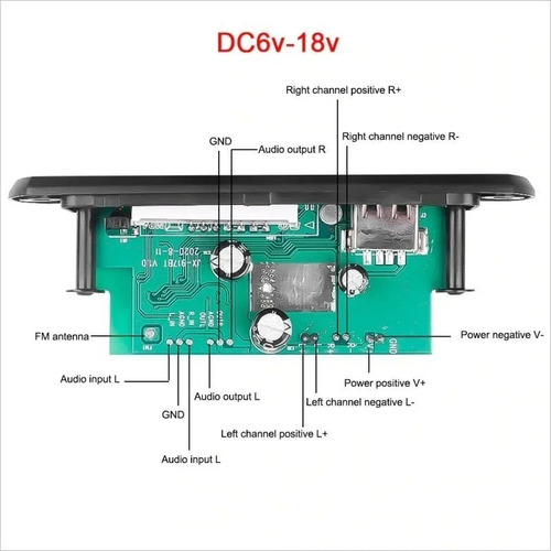 Imagen 4 de 5 de Módulo Reproductor Mp3 Con Bluetooth, Micro Sd, Plug 3.5mm