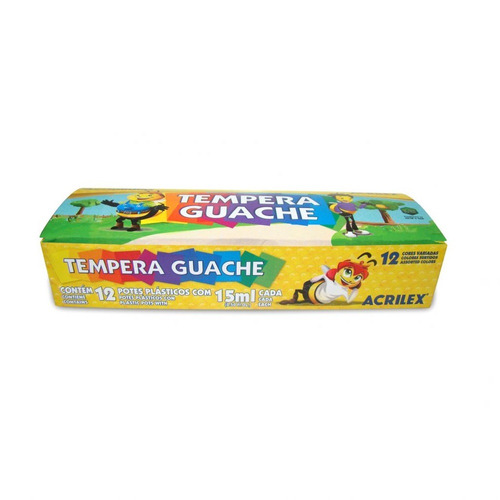 Tinta Guache Atoxica Escolar 15 Ml C/12 Cores Acrilex