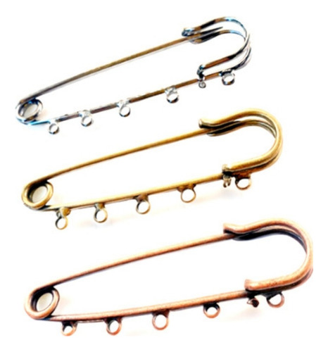 10 Alfiler De Gancho Con 5 Rulos 7cm Prendedor Dorado