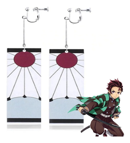 Aretes Tanjiro Kamado Demon Slayer Clip (sin Perforacion)