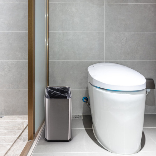 Cubo De Basura Metal 10l Acero Inoxidable Plateado Slim, Bañ Color