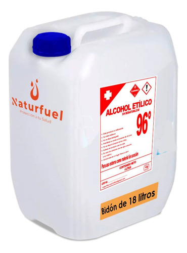 Alcohol Etílico Potable 96° Gl De Caña 18l