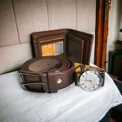 Juego De Cinturon, Billetera Y Reloj Ejecutivo Para Hombre