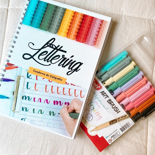 Cuaderno Lettering Practica Tipograias + Marcadores Pincel