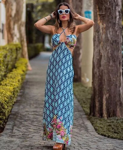 Vestido Longo Estampa Ver o 2018 Indiana Alcinha Instagran
