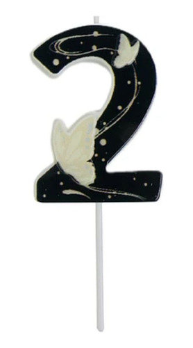 Vela Nº 2 De Mariposa Negro-dorado 11.5cm