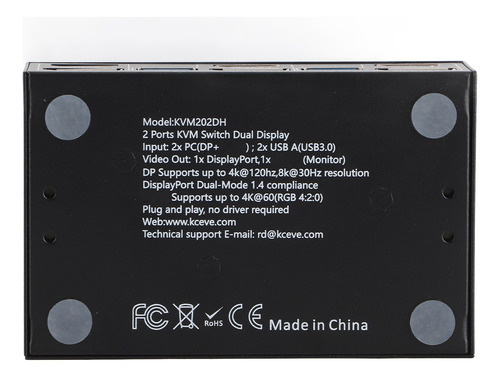 Doble Monitor Kvm Hd Multimedia De 2 Entradas Y 2 Salidas, C