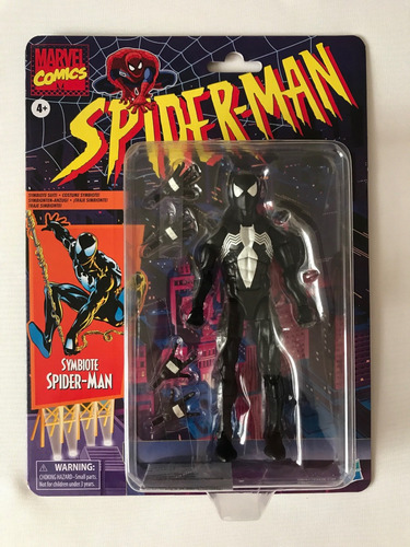 Symbiote Spiderman Black Suit Marvel Legends Retro Animated (Usado)