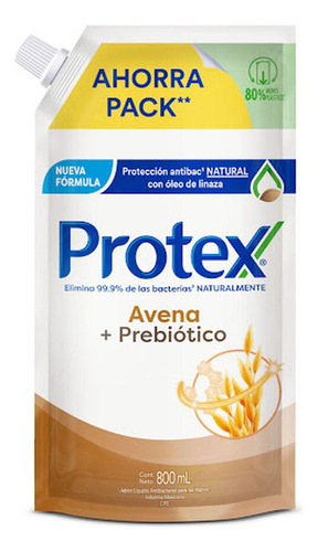 Jabón Líquido Protex Antibacterial Avena X 800 Ml
