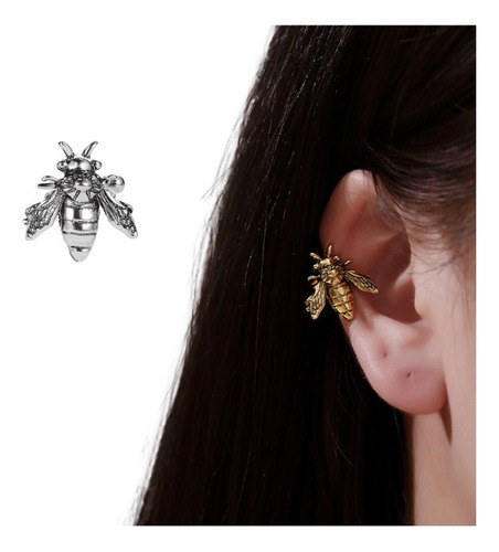 Aretes Mujer Ear Cuff Solitario Ear Cuff Abeja Plateada