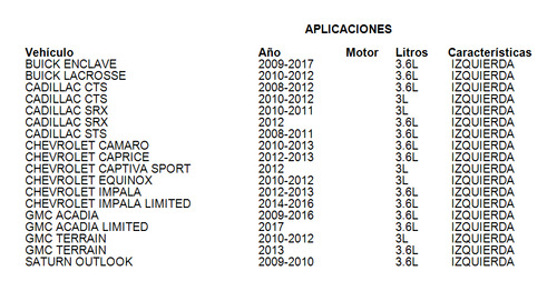 Junta Punterias Izquierda Cadillac Cts 2010-2012 3.0l