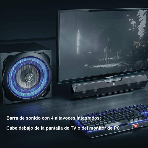 Imagen 4 de 10 de Barra De Sonido / Subwoofer 2.1 Trust Gxt 668 Tytan / Óptico