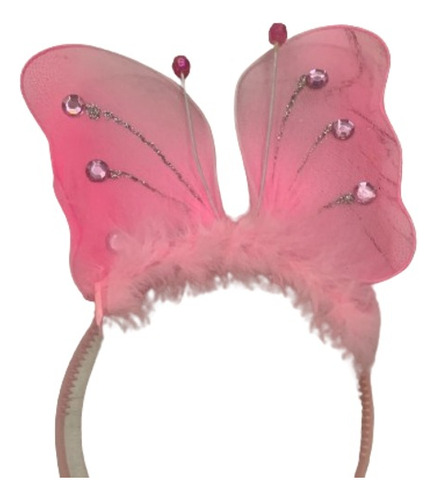 Vinchas De  Mariposa  Con Tul Y Strass Rosa