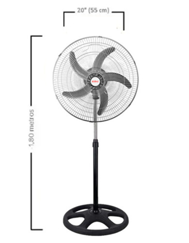 Ventilador 3 en 1 de Pie Turbo Pared 20 Pulgadas 100w Eiffel E-520 negro con 5 palas color plateado de metal 50 Hz 220 V