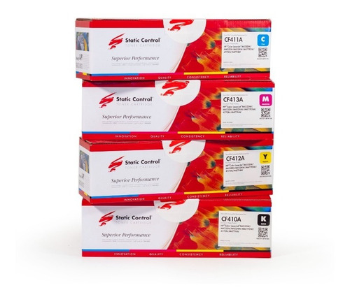 Imagen 1 de 9 de Kit Toner Hp Cf410a Alternativo Static Control B/y/m/c
