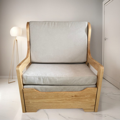 Sofá Cama Individual 3 En 1 Con Cojines, Madera De Pino Pino Natural Liso