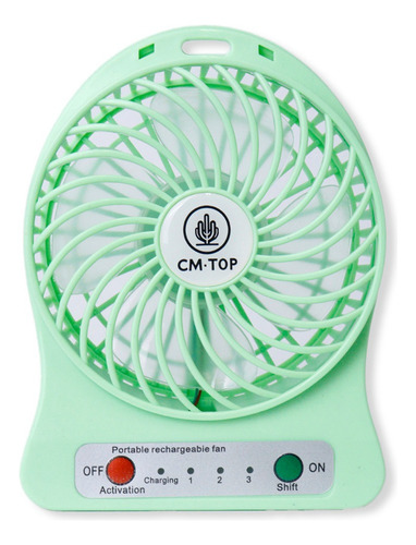 Mini Ventilador Recargableusb De Escritorio De 3 Velocidades 10 Cm 60hz Verde Claro Transparentes Plástico 3