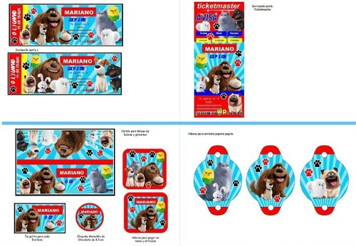 Kit Imprimible La Vida Secreta De Tus Mascotas Fiesta 3x1