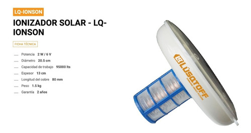 Imagen 2 de 10 de Ionizador Kit Lusqtoff Lq-ionsol Para Piletas Gtia 2años