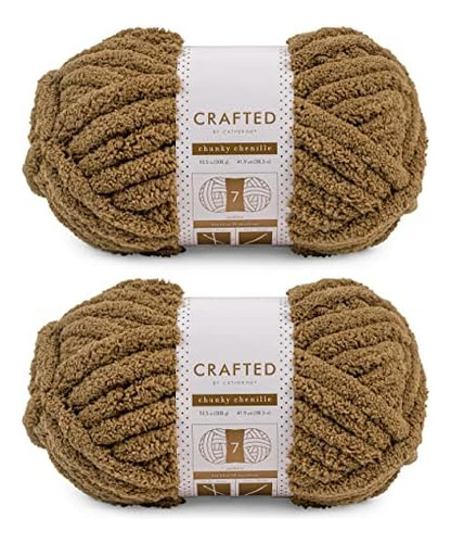 Chunky Chenille Yarn - 2 Pack (41 Yards Each Skein), Br...