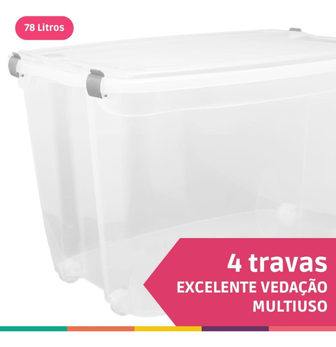 Caixa Organizadora Com Rodinha 78 Litros Multiuso Jaguar