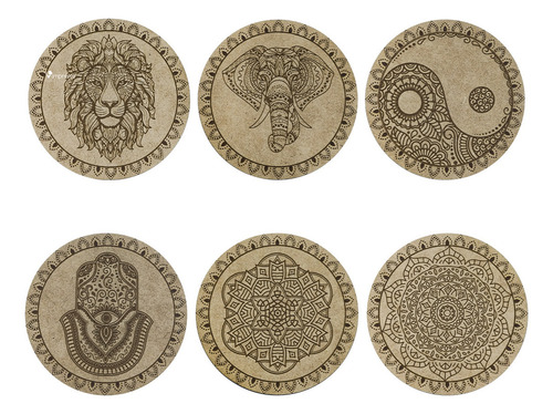 Portavasos Madera Tipo Mandala Impremli Color Natural
