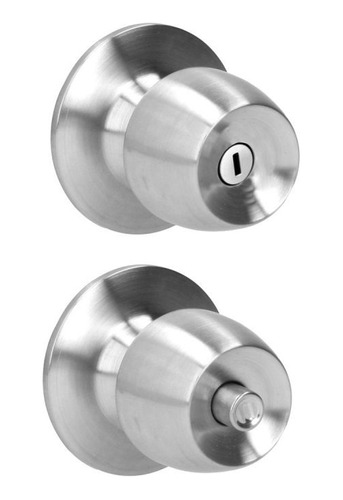 Pomo Cilíndrico Con Seguro De Botón, Para Baño, Acero Inox  