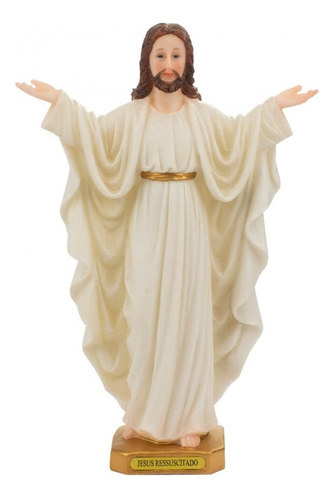 Jesus Ressuscitado Enfeite De Resina 30 Cm Cor Branco