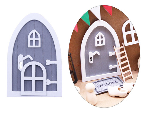 Casa De Muñecas De Madera Puerta En Miniatura Decoración