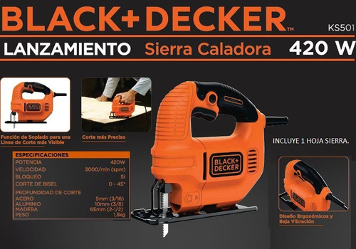 Imagen 11 de 11 de Sierra Caladora Para Madera Con Hoja 420w Black & Decker