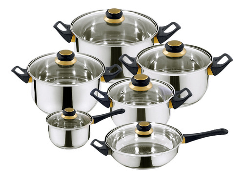 Bateria Cookware Mod. Bk201 Acero Inoxidable 12 Pzs