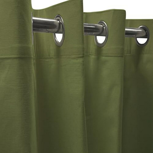 Cortinas De Lino Semitransparentes 96 - 2 Paneles Verde Sal