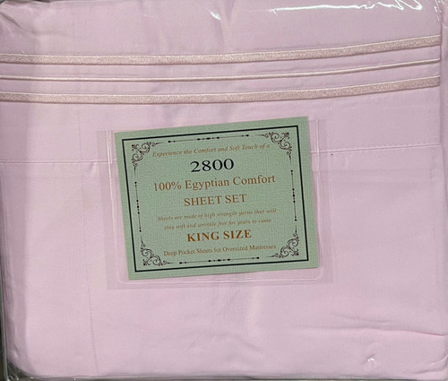 Juego De Sabana King Size 2800 Hilos Sólida Rosa Claro Liso