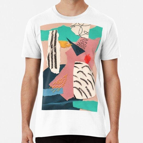 Remera Collage Abstracto Con Bordados Algodon Premium