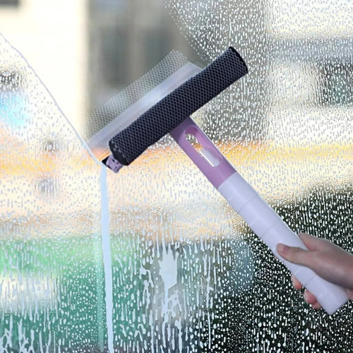 Escobilla Doble Limpia Vidrios Con Rociador Recargable Baño
