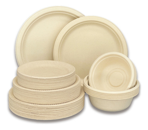 Tazones Desechables De Papel Compostable De 350ml, 50 Piezas