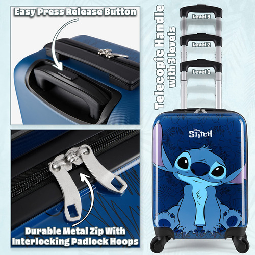 Suitcase Set Disney Stitch Hard Shell 28l, 50l, 91l W/ Wheel
