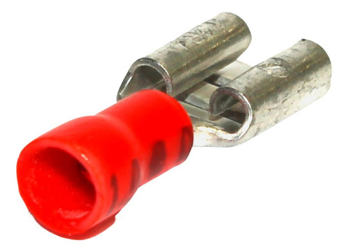 Terminal Isolado Tipo Fêmea 6,3mm 22-18awg Vermelho 100pçs