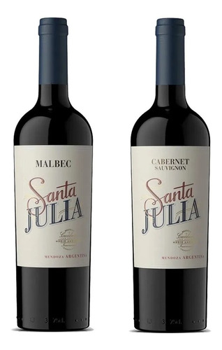 Vino Santa Julia Malbec 750cc + Santa Julia Cabernet 750cc.