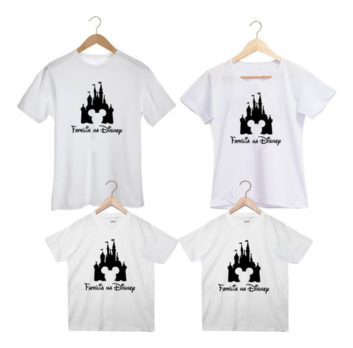 Kit Família 6 Camisas - Viagem Férias Disney Mickey Com Nome