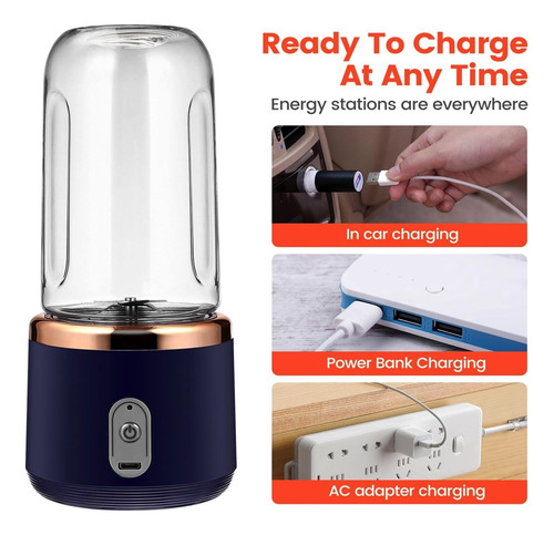 Mini Licuadora Portatil Usb Recargable 400ml Con 2 Vasos
