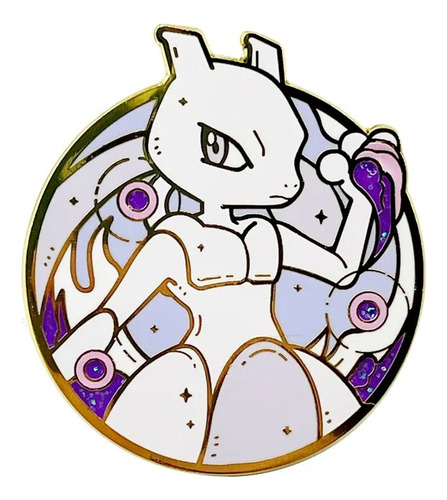 Broche Boton Pin Metalico Anime Pokemon Newtwo Dorado Legend