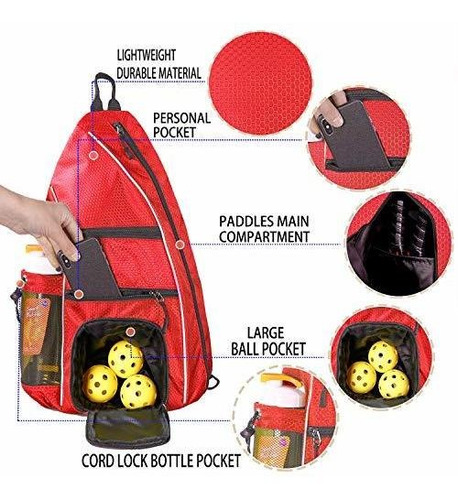 Imagen 2 de 7 de Llywcm Pickleball Bag | Sling Bags Mochila Reversible Cro