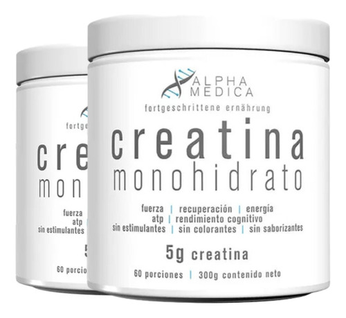 X2 Creatina Monohidratada 300g 60sv Sin Sabor - Alpha Medica