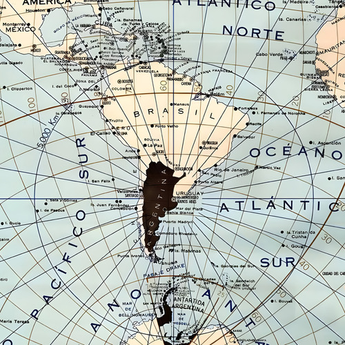 Cuadro Completo Mapamundi Planisferio Centro En Argentina 4 Negro Negro
