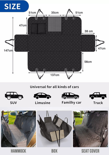 Cubre Asiento Para Perros Funda Protectora Auto Mascotas