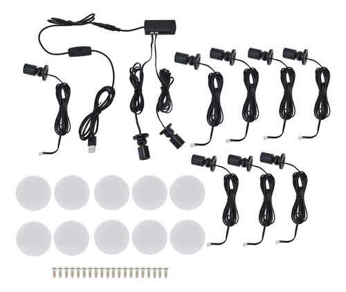 Luz De La Vitrina Usb Powered Regulable Redonda Pequeña Led