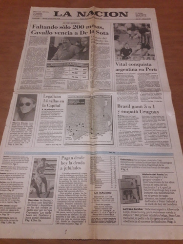 Tapa Diario La Nación 02 08 1993 Villas Acosta Schiaretti 