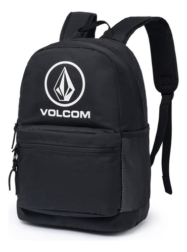 Mochila Volcom Escolar Universitária Reforçada Cor Preto Desenho Do Tecido Lisa